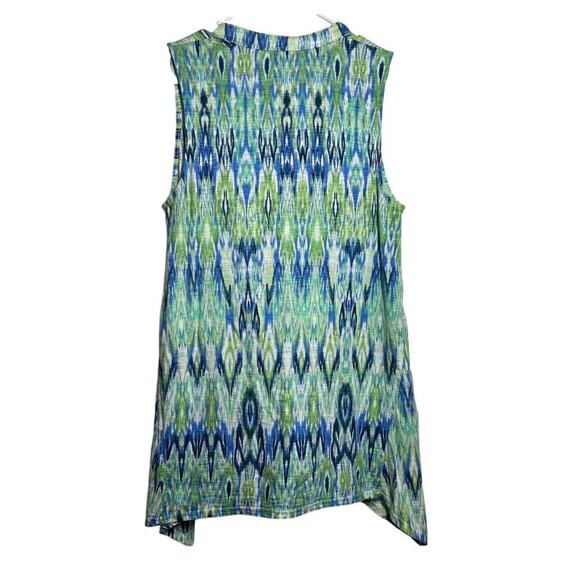 Chicos Women 1 Blue Green Tank V Neck Hi Low Top Casual Summer Spring - Picture 5 of 7
